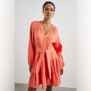 Rails Aureta Mini Dress Size XS Orange Guaze Lightweight Resortwear Tropical